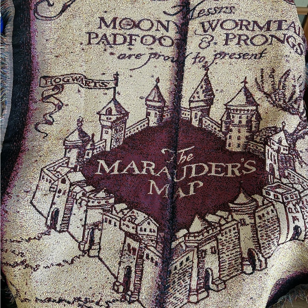 Warner Bros. Harry Potter Marauders Map Woven Tapestry Throw 48x60" Blanket